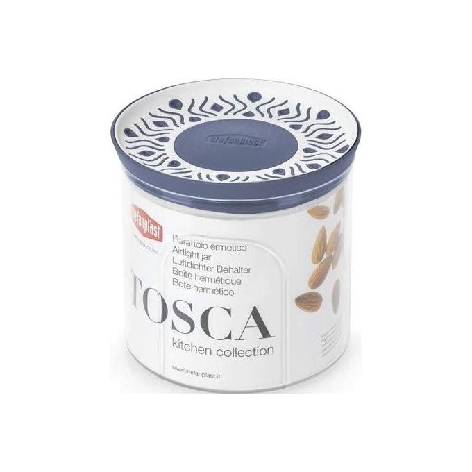 Stefanplast Contenitore Ermetico Tosca Tondo 07 Litri Bianco-Blu