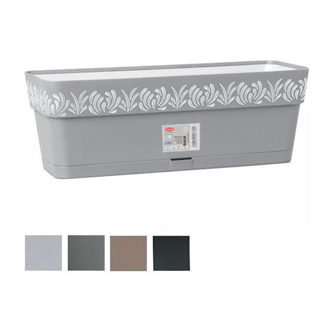 Stefanplast 88801 Gaia Fioriera Balconetta Auto-irrigante 50x18x17 cm 9.5 L riserva acqua colore Stone Grey