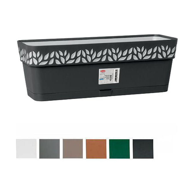 Stefanplast STF1059 Cloe Fioriera Balconetta Rettangolare con Riserva d'Acqua 30x13x12 cm colore Stone Grey