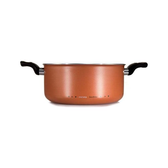Moneta Alluflon Zecchino Casseruola Antiaderente, Diametro 20 cm, 2 Manici, Alluminio, Arancio