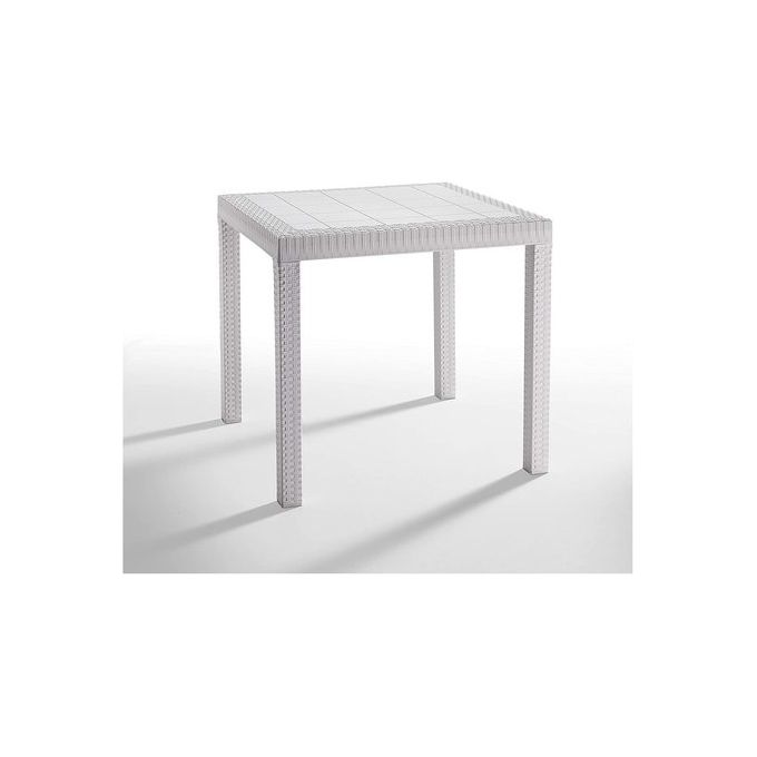 Bica 9096 Dallas Tavolo da Giardino Polipropilene Finitura Matt Inserto Rattan Foro Ombrellone colore Bianco