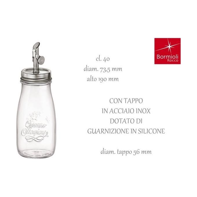 Bormioli Bottiglia con Tappo Olio 0,4Lt Quattro Stagioni