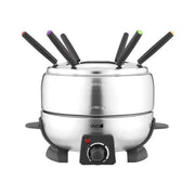 EVA Fonduta Elettrica Inox 9 Pezzi 800W 2,3 L Termostato Regolabile 6 Forchettine colore Argento