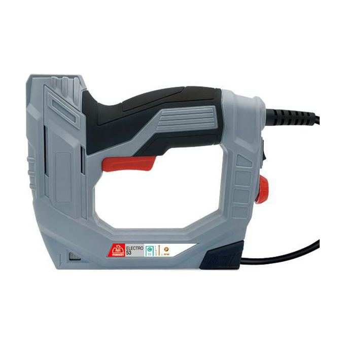 Maestri 98255 Electro 53 Fissatrice Elettrica Punti 53-6-14mm Chiodi 18-15mm 20 colpi min colore Nero e Grigio