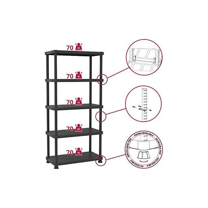 Scaffale A 5 Ripiani Regolabili In Altezza Con Doppia Opzione Di Montaggio L90 X P45 X H187,5