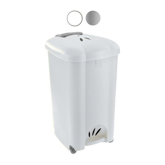 Tontarelli TO0992B_8005989088324 Carolina Pattumiera a Pedale 50 Litri con Ruote e Anello Fermasacco colore Bianco