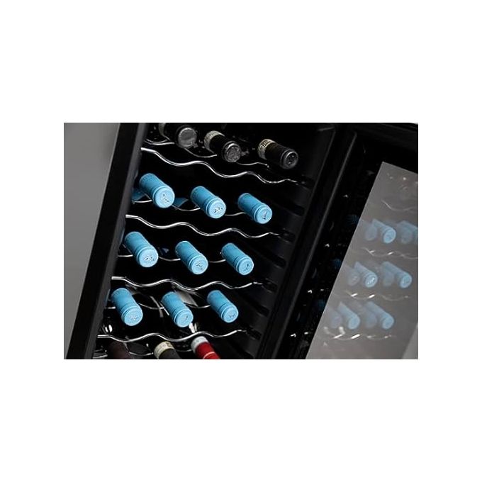 Melchioni 118700238 Vermentino 18C Dual Cantinetta Vino con Compressore 18 Bottiglie 2 Zone 5-18°C 50L Classe G 46 dB (83x48x34.5 cm) colore Nero
