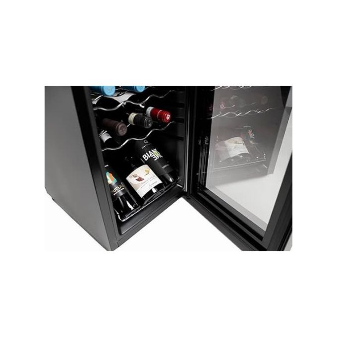 Melchioni 118700238 Vermentino 18C Dual Cantinetta Vino con Compressore 18 Bottiglie 2 Zone 5-18°C 50L Classe G 46 dB (83x48x34.5 cm) colore Nero