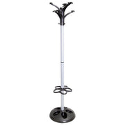 BAMA 10811 Flow Appendiabito da Terra con Portaombrelli 6 Ganci Appendiabiti 3 Ganci Portaborse Base in Plastica Asta in Acciaio Satinato colore Antracite Grigio