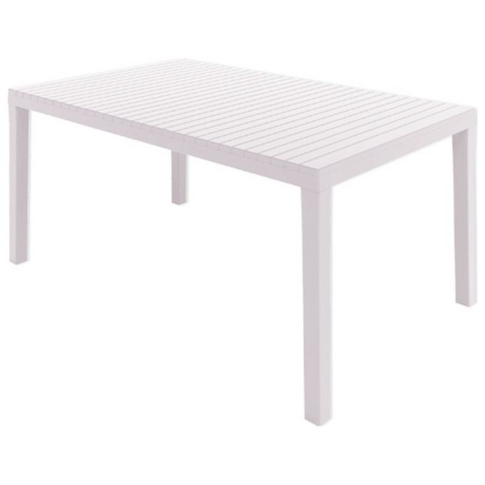 Brixo Tavolo da Esterno in Resina Palau 150x90 cm Piano a Doghe Resistente agli Agenti Atmosferici colore Bianco