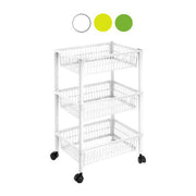 Tontarelli Mito Carrello 3 Cestini Portaoggetti in Polipropilene Ruote Piroettanti 40x29x62 cm colore Bianco