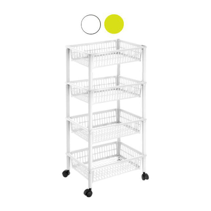 Tontarelli Carrello 4 Cestini Mito Bianco 40x29x91cm