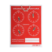 Letterfix Cartello Orario 4 Orologi Tempopol Rosso Cm 16X21