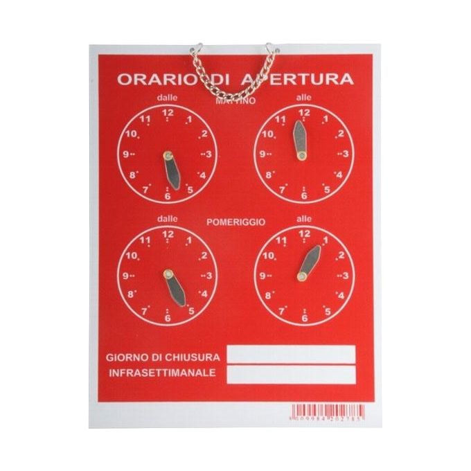 Letterfix Cartello Orario 4 Orologi Tempopol Rosso Cm 16X21