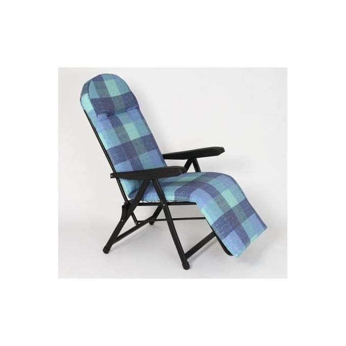 Metal F.A.R. S79RON Sedia sdraio pieghevole con poggiapiedi e schienale regolabile cuscino incluso colore Blu