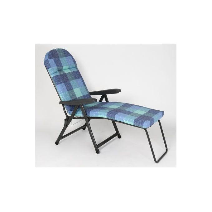 Metal F.A.R. S59RON Sedia sdraio pieghevole con poggiapiedi e cuscino colore Blu