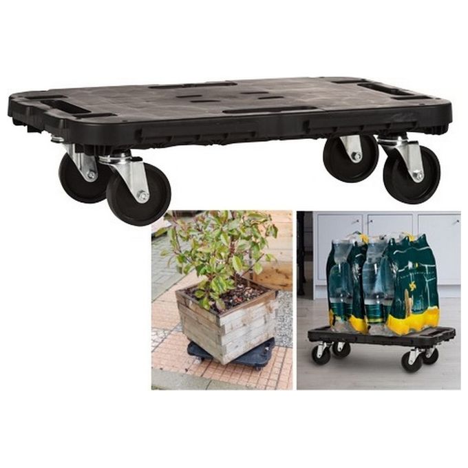 Brixo L4829N Carrello Sposta Tutto Rettangolare Portata 300 Kg 48x29x12.5 cm Polipropilene colore Nero