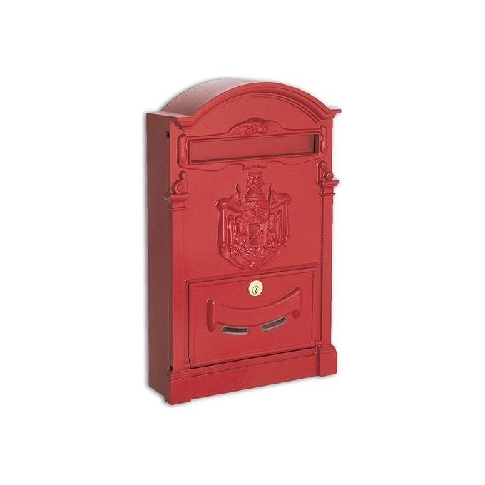 Alubox 47355 Residence Cassetta Postale in Alluminio Pressofuso Verniciato Anticorrosione con Cilindro di Sicurezza in Ottone colore Rosso