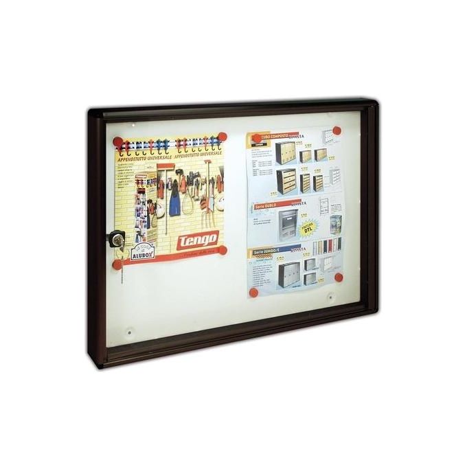Alubox BC-2 Bacheca Porta Avvisi in Alluminio Anodizzato con Serratura a Cilindro e Fissaggio Magnetico 2 Fogli A4 o 1 A3 colore Ghisa