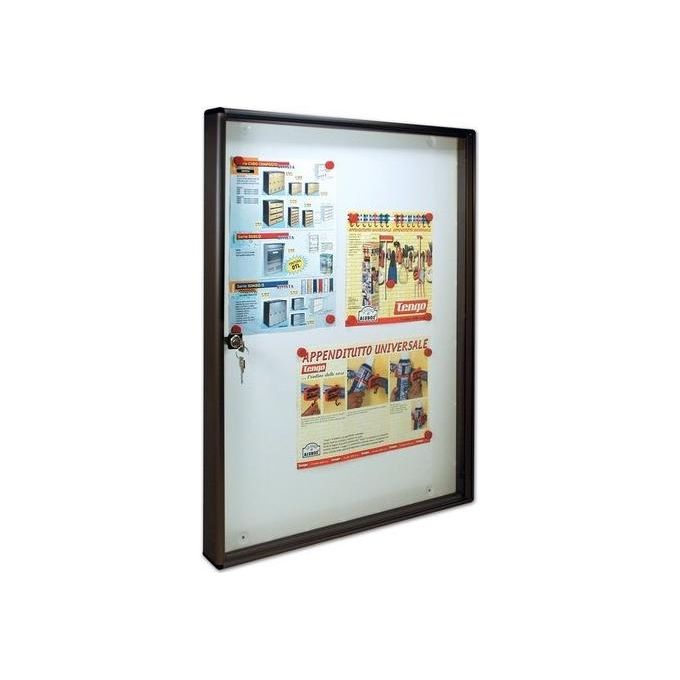 Alubox 47214 BC 5 Bacheca Porta Avvisi 4 Fogli A4 in Alluminio e Fondo in Metallo Verniciato Ghisa colore Ghisa