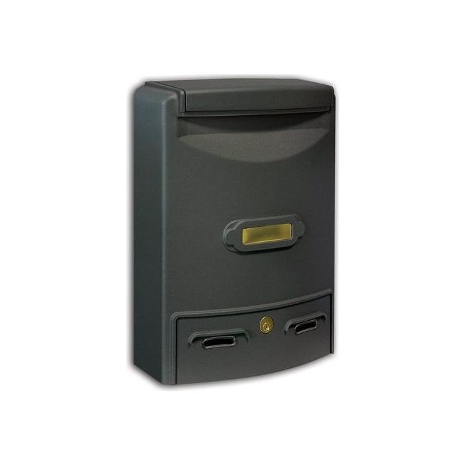Alubox 47262 Europa Maxi Cassetta Postale in Alluminio Pressofuso Verniciato con Trattamento Anticorrosione Formato Rivista con Serratura di Sicurezza e Portanome in Ottone Personalizzabile colore Grigio ghisa