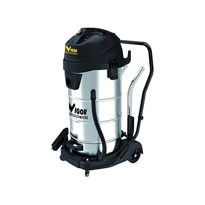 Vigor 9934031 Pro Bidone Aspirapolvere Trimotore 3000 W Capacita' 100 L Filtro HEPA Aspira Liquidi e Polveri colore Acciaio