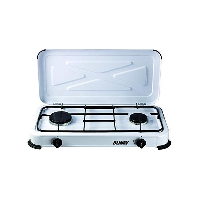 Vigor 9801002 Fornello a gas GPL 2 fuochi struttura acciaio verniciato griglia acciaio smaltato 58x33x9 cm