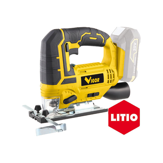 Vigor-Blinky VI-SG20-LI Seghetto Alternativo a Batteria 20V 0-2700 rpm Taglio Legno 80mm Alluminio Acciaio 12mm LED Corpo Macchina