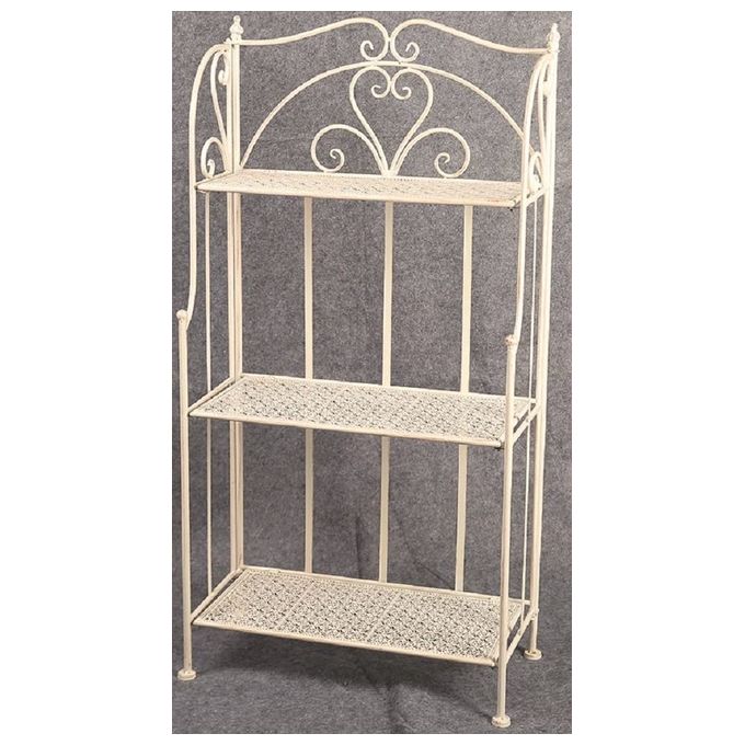 Vigor 9618375 Mika Scaffale Angolare in Ferro Battuto 4 Ripiani 50x34x159 cm colore Bianco Anticato