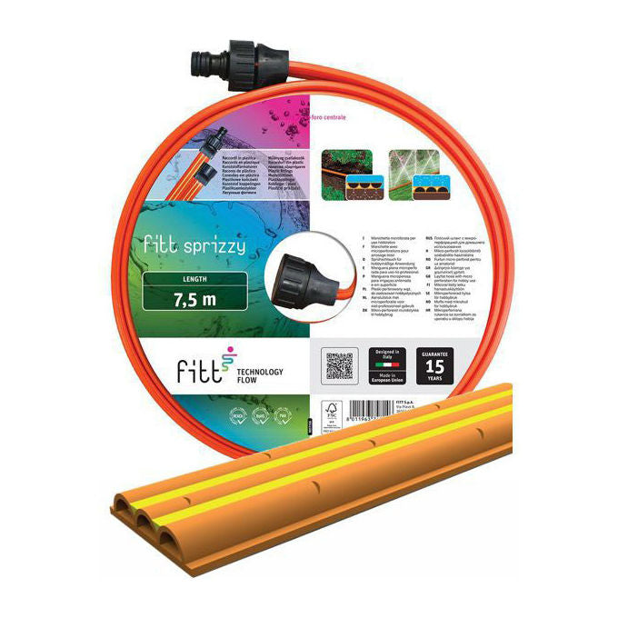 Fitt 69002 00015 Sprizzy Tubo Microforato Irrigazione 15 m PVC Anti UV colore Arancione