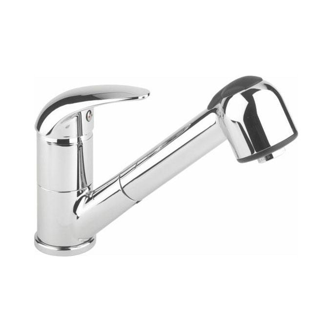 Eurorama Miscelatore Lavello Telescopico - Miscelatore da cucina Mono Splitcomando, installazione su piano-vasca, materiale ottone cromato, doccetta estraibile e cartuccia da 40 mm, cromato
