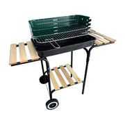Thorx 8012947857946 Barbecue Stockton in acciaio verniciato con griglia cromata regolabile su 5 posizioni e 3 ripiani in legno colore Nero