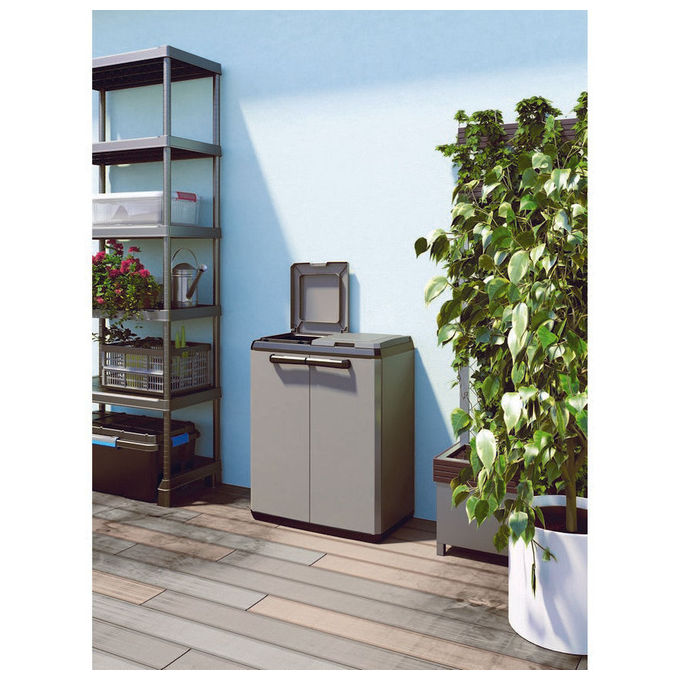 Keter Armadio Raccolta Differenziata Split Basic 68x39x85 cm Grigio-Nero Plastica