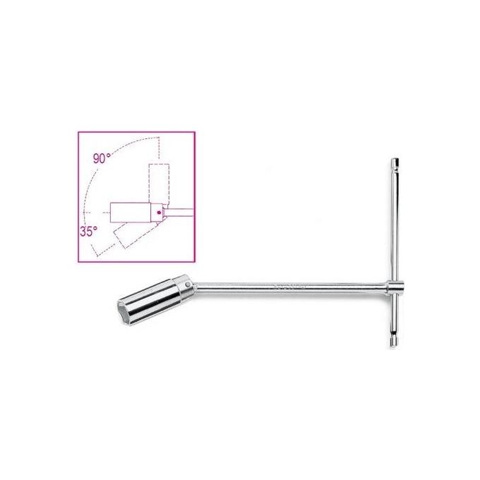 BETA BETA 957 20,8 Chiave a T con bussola snodata per candele d'accensione misura 20,8 mm lunghezza 275 mm snodo 35° con molla di ritenzione e gommino protezione colore Nero