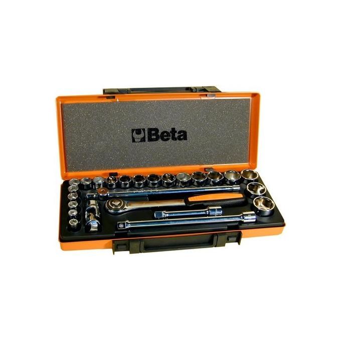 Beta BETA 920A-C20 20 chiavi a bussola esagonali e 5 accessori in cassetta di lamiera 1-2 pollice acciaio al cromo-molibdeno colore Nero