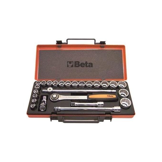 BETA BETA 920B-C20 Set di 20 chiavi a bussola esagonali e 5 accessori in cassetta di lamiera 1-2'' colore Nero