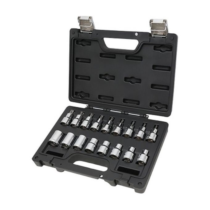 Beta 923E-FTX-C17 Set 17 Chiavi a Bussola Torx Maschio e Femmina Attacco 1-2'' in Cassetta Plastica