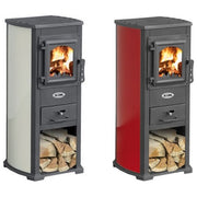 K-Line Karma Stufa a Legna Acciaio e Ghisa 5.3 kW 68.9 mc Uscita Fumi Posteriore 120 mm colore Rosso