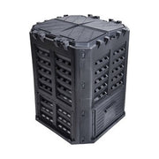 Brixo KOMPOBOX Compostiera da Giardino 360 Litri in Plastica Riciclabile con Portello di Carico Superiore e Sportelli di Scarico Lucchettabili colore Nero