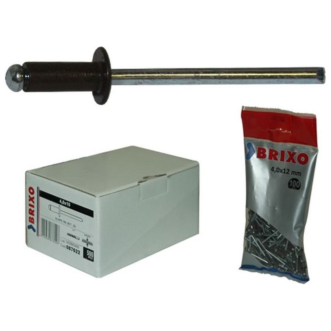 Brixo Rivetti in Alluminio Testa Tonda 4x10 mm Acciaio Zincato Bianco Confezione 500 Pezzi colore Testa di Moro