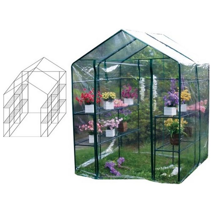 Brixo PR5125J1 Garden Cottage Serra da Giardino 4 Ripiani Struttura Acciaio Copertura PVC 143x143x195 cm