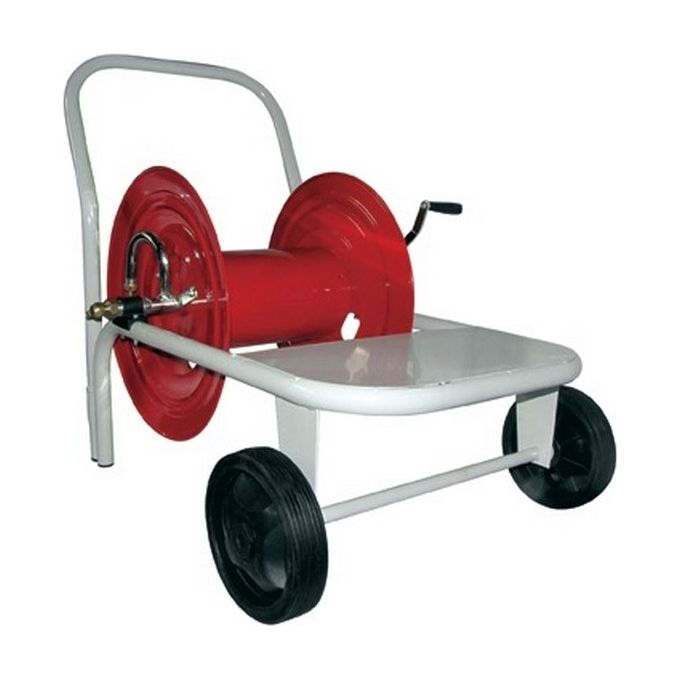 GENERICO FRASCHE-142025 Avvolgitubo Irroratore con Ruote 100 Mt Supporta Tubo 20 Bar in Acciaio Verniciato e Ottone colore Nero