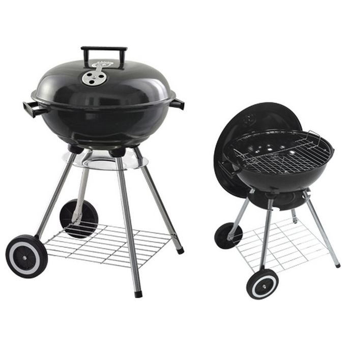 El Gaucho FRASCHE-144106 Globo Barbecue a Carbone Carrellato Griglia 44 cm con Coperchio Prese Aria Regolabili Piatto Raccogli Cenere
