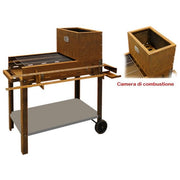 El Gaucho FRA-144588 Rio Barbecue a Legna e Carbone Acciaio Corten Griglia Inox 45x50 cm 2 Livelli Cottura
