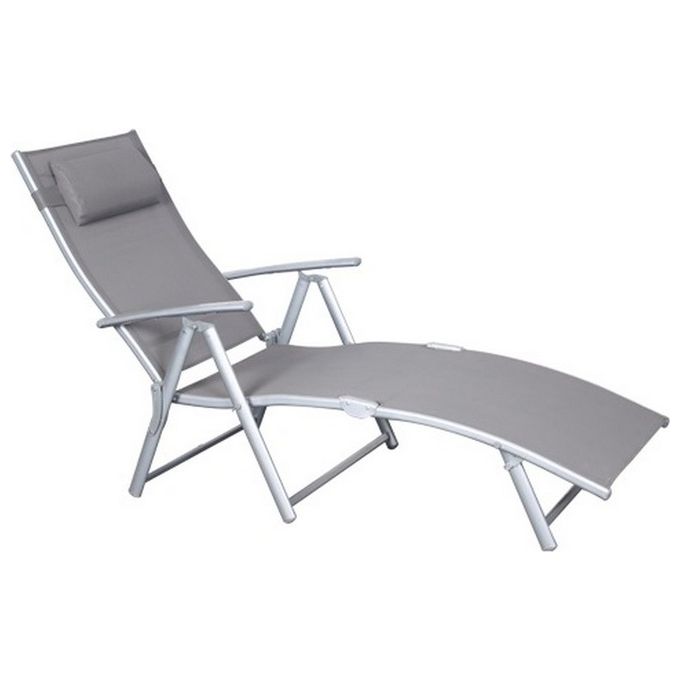 Brixo 199013 Charme Lettino da Spiaggia Prendisole struttura alluminio rivestimento texline schienale regolabile colore Grigio