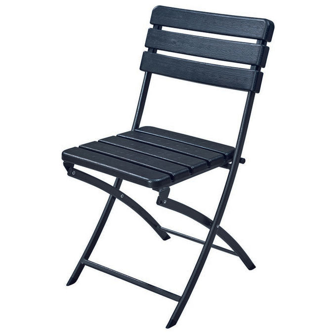 MONDO VIRO SET DA PRANZO Metalwood Sedia Pieghevole in Acciaio con Seduta Effetto Legno HDPE 55x46x81 cm colore Legno