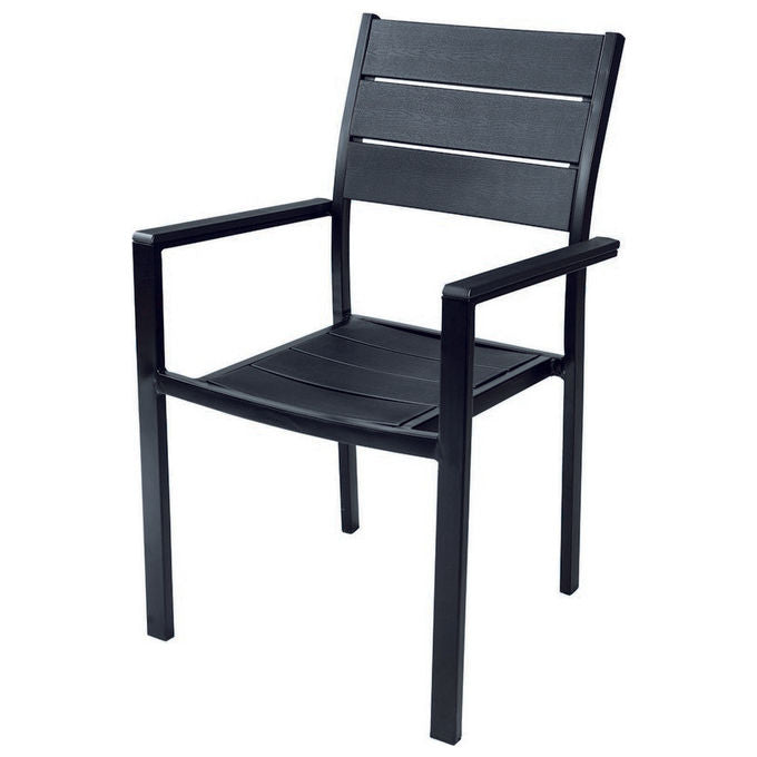 NBrand 17 Poltrona in Acciaio con Seduta Effetto Legno HDPE 58x55x88 cm colore Legno