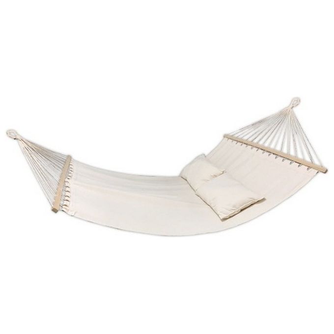 Brixo You and Me Amaca 2 Posti in Cotone con Cuscini e Barre in Legno 200x150 cm colore Bianco