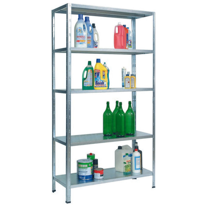 Scaffale Acciaio Zinc 5Pian L100Xp40Xh186 Cm. Port Pian 70 Kg