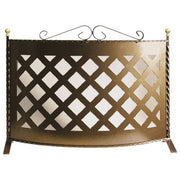 Fraschetti FRA-355234 Parascintille per Camino in Ferro Battuto con Decorazione Rombo e Pomoli in Ottone colore Nero